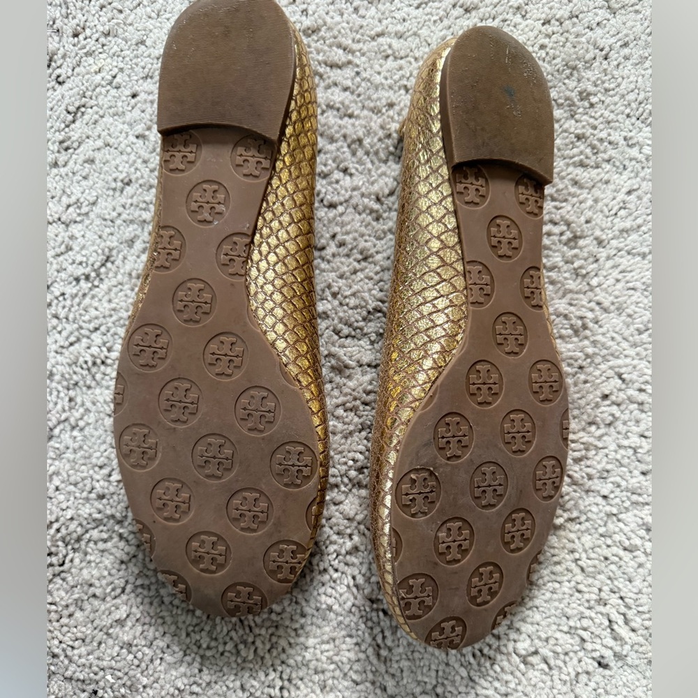 Tory Burch Metallic Gold Loafers - Picture 4 of 8